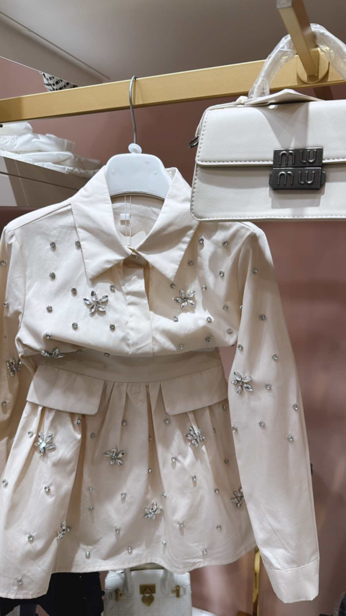 COMPLETO SWAROSVKI CAMICIA E GONNA COTONE