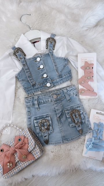 COMPLETO IN JEANS TOP E GONNA