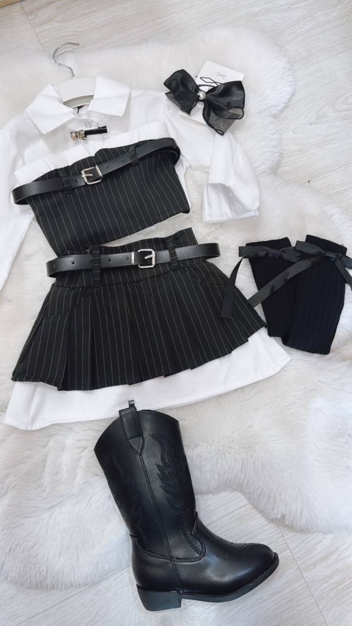 TOP E GONNA GESSATA CON CINTURINI