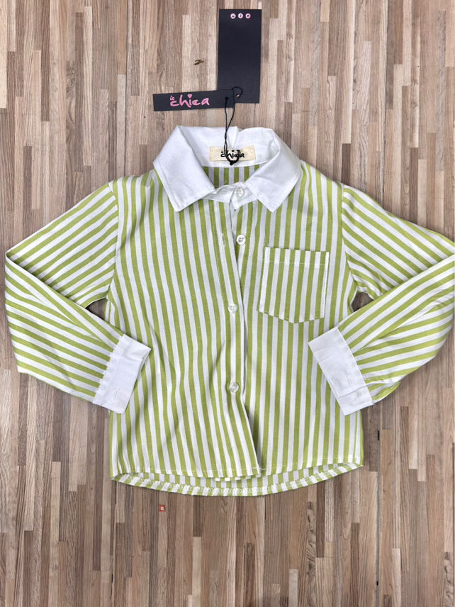 CAMICIA COTONE A RIGHE VERDE SALVIA