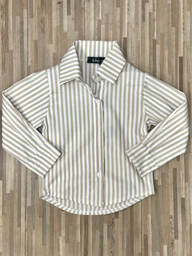 CAMICIA COTONE RIGHE BEIGE