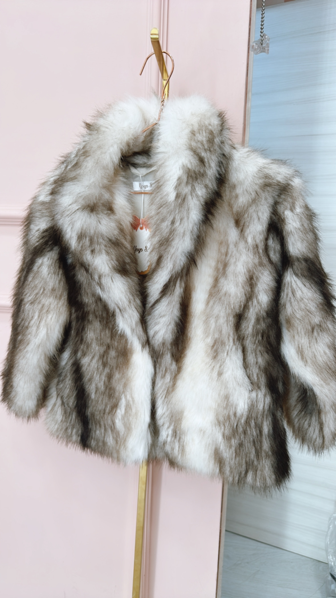 ECOPELLICCIA GHIACCIO CON SFUMATURE MARRONI